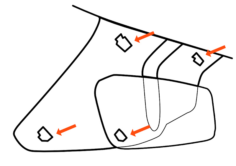 Mirror housing clip locations