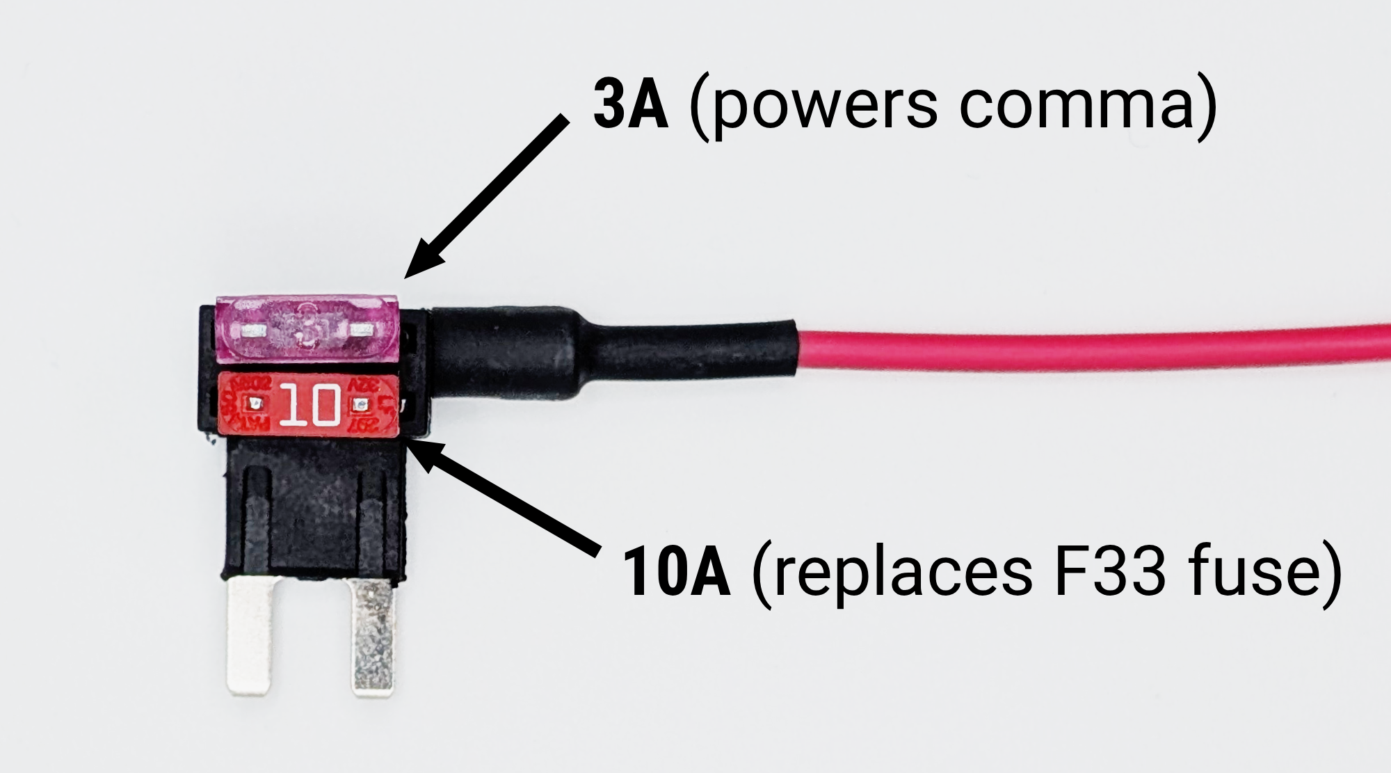 Rivian fuse tap — 3A comma fuse and 10A car fuse